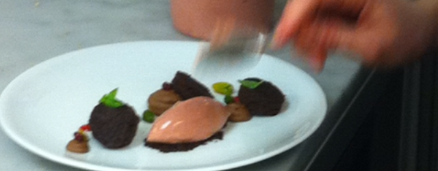 Pomegranate Chocolate Basil  Lime dessert