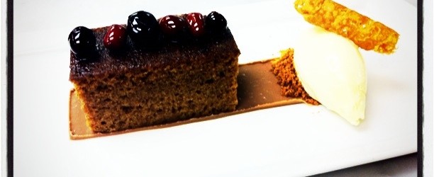 pumpkin cake, smoked chocolate dessert